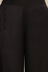 Black Side Pleated Flared Palazzo
