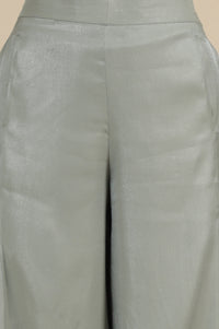 Slate Grey Side Pleated Flared Palazzo
