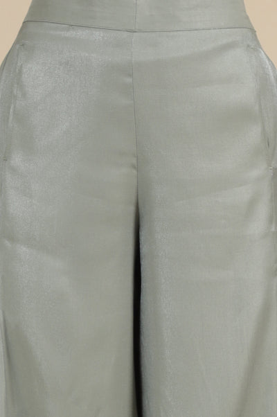 Slate Grey Side Pleated Flared Palazzo