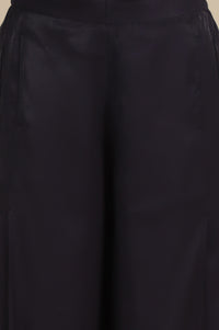 Blue Side Pleated Flared Palazzo