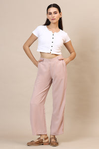 Pink Solid Straight Western Wear Palazzo Pants
