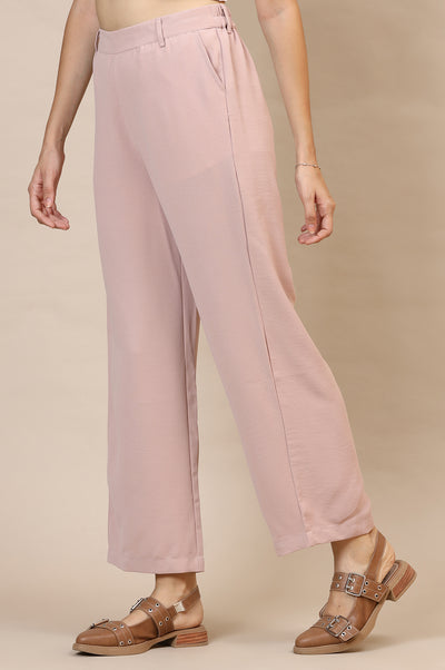 Pink Solid Straight Western Wear Palazzo Pants