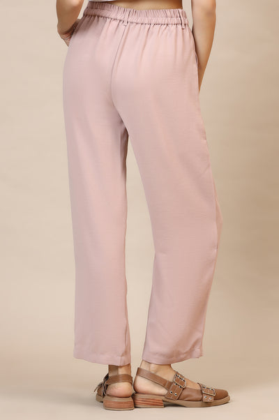 Pink Solid Straight Western Wear Palazzo Pants