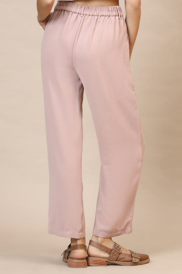 Pink Solid Straight Western Wear Palazzo Pants