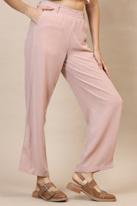 Pink Solid Straight Western Wear Palazzo Pants