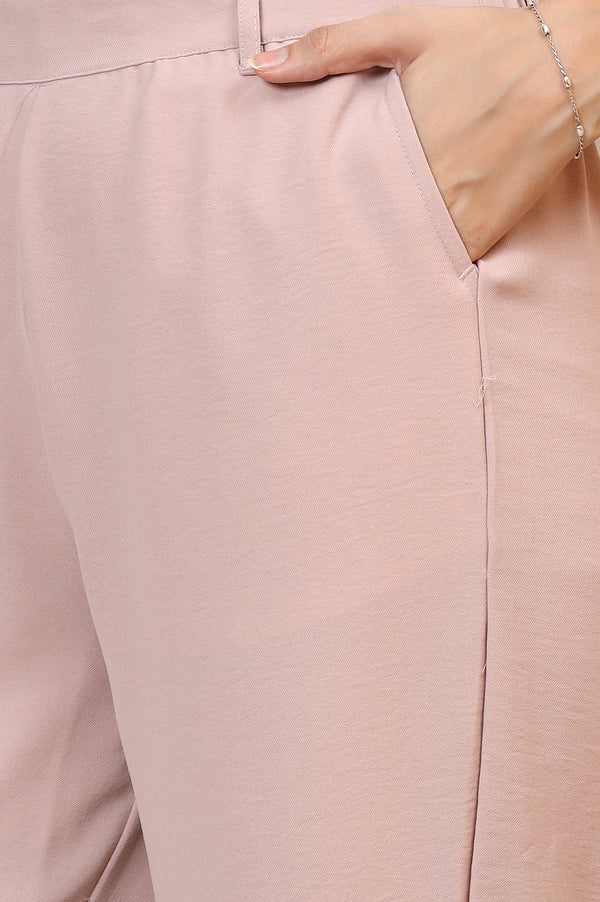 Pink Solid Straight Western Wear Palazzo Pants