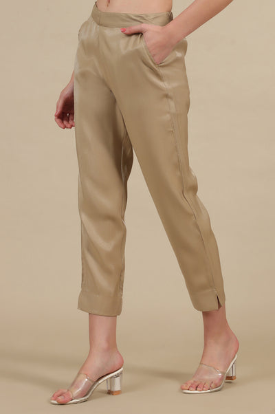 Golden Shiny Straight Trouser Pants