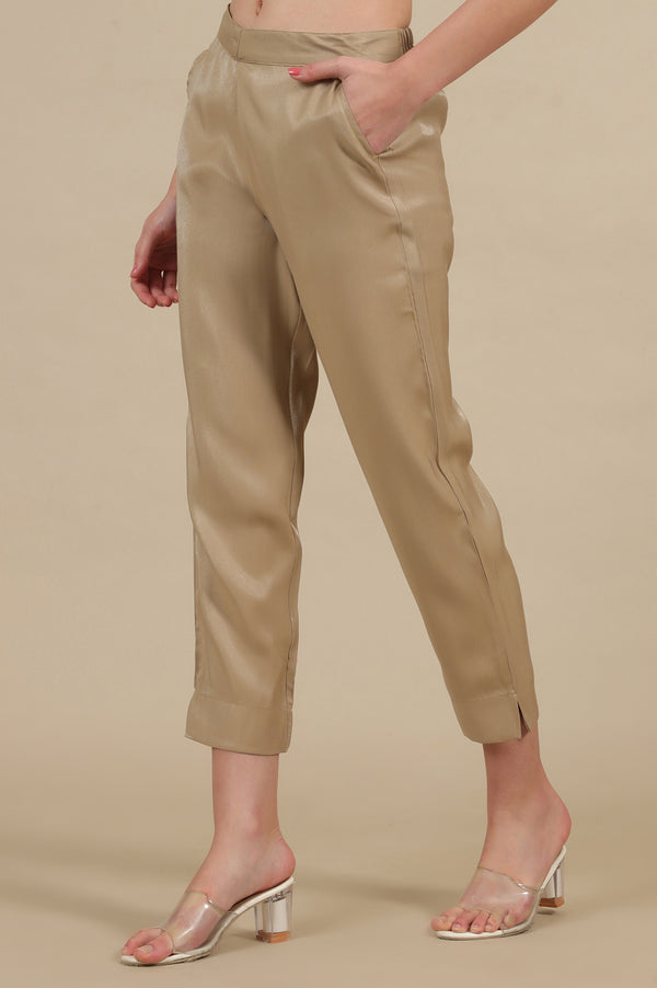 Golden Shiny Straight Trouser Pants