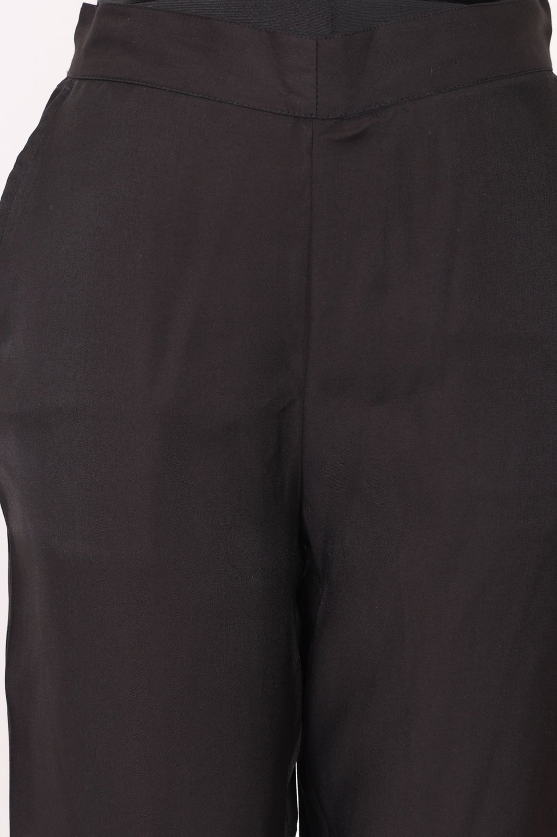Black Solid Slim Fit Ankle Length Dress Trousers