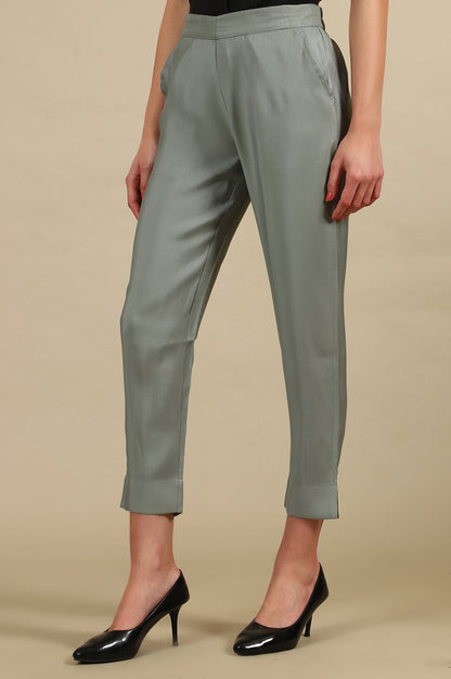 Slate Grey Shiny Straight Trouser Pants