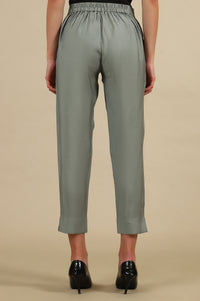 Slate Grey Shiny Straight Trouser Pants