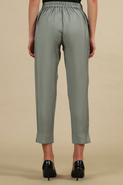 Slate Grey Shiny Straight Trouser Pants