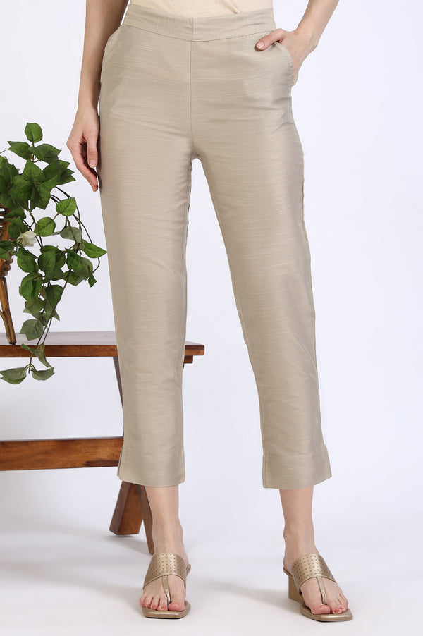 Light Gold Solid Yarn Dyed Trousers