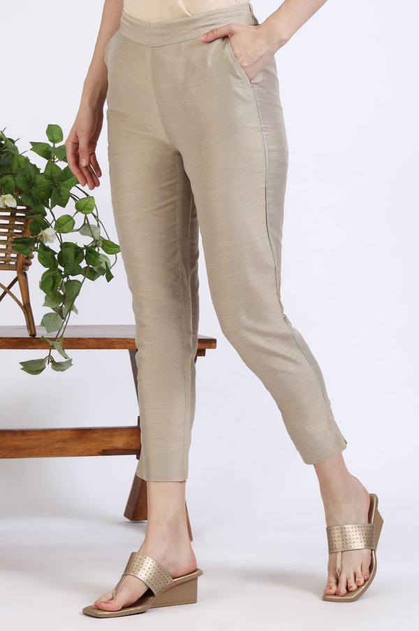 Light Gold Solid Yarn Dyed Trousers