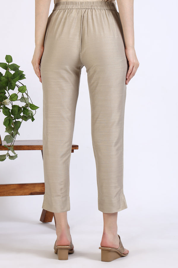 Light Gold Solid Yarn Dyed Trousers
