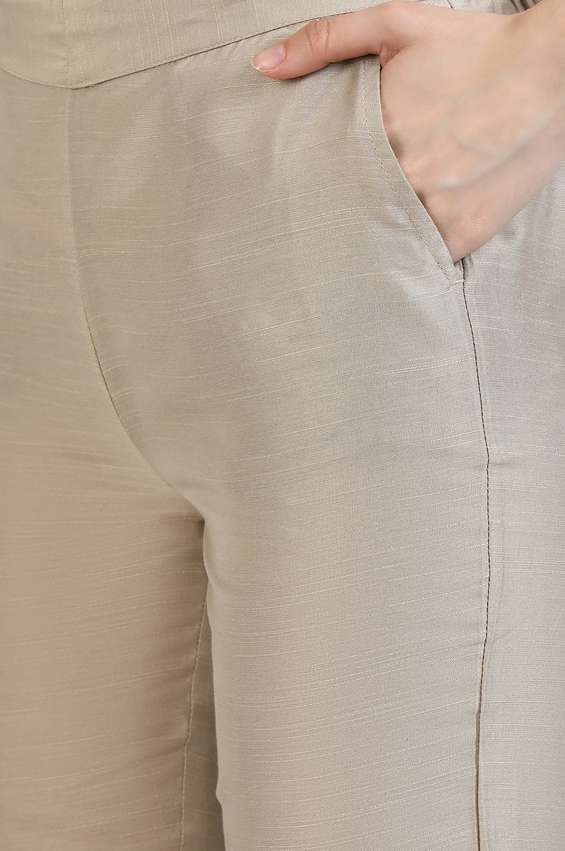 Light Gold Solid Yarn Dyed Trousers
