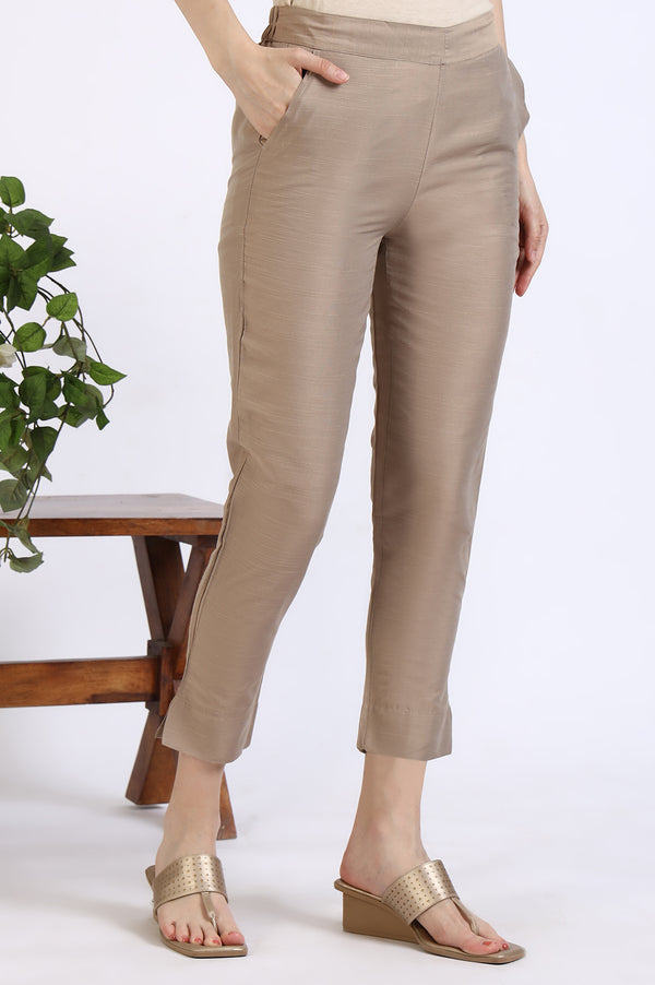 Dark Gold Solid Yarn Dyed Trousers