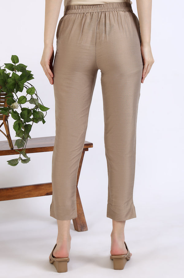 Dark Gold Solid Yarn Dyed Trousers
