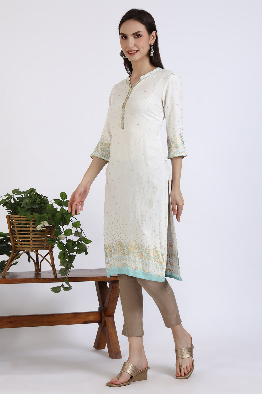 Dark Gold Solid Yarn Dyed Trousers