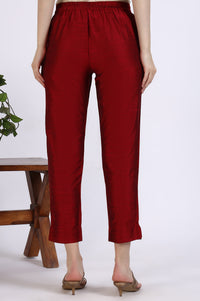 Maroon Solid Yarn Dyed Trousers