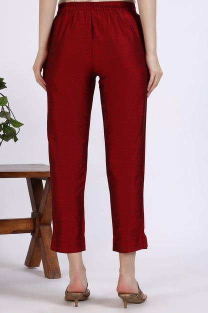 Maroon Solid Yarn Dyed Trousers