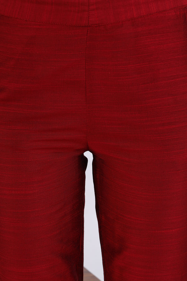 Maroon Solid Yarn Dyed Trousers