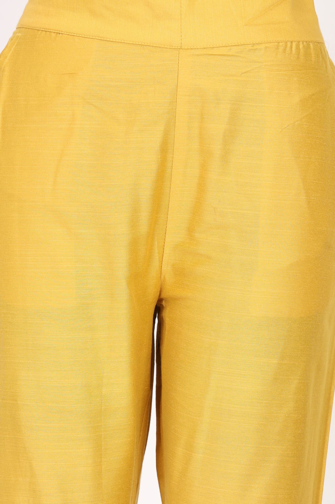 Yellow Solid Slim Fit Ankle Length Dress Trousers
