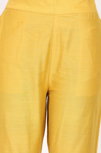 Yellow Solid Slim Fit Ankle Length Dress Trousers
