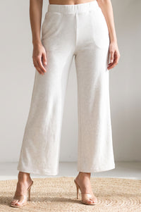 Light Grey Solid High Rise Wide Leg Palazzo Pants with Pockets (Cotton Lycra)