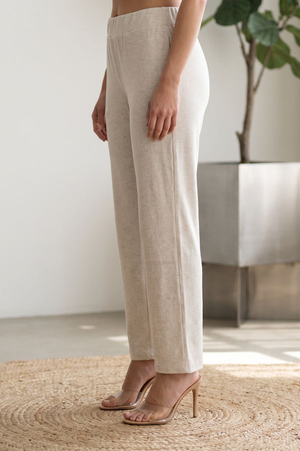 Light Grey Solid High Rise Wide Leg Palazzo Pants with Pockets (Cotton Lycra)