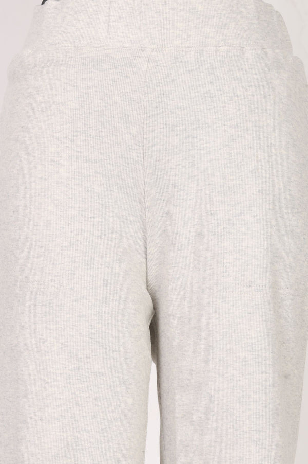 Light Grey Solid High Rise Wide Leg Palazzo Pants with Pockets (Cotton Lycra)