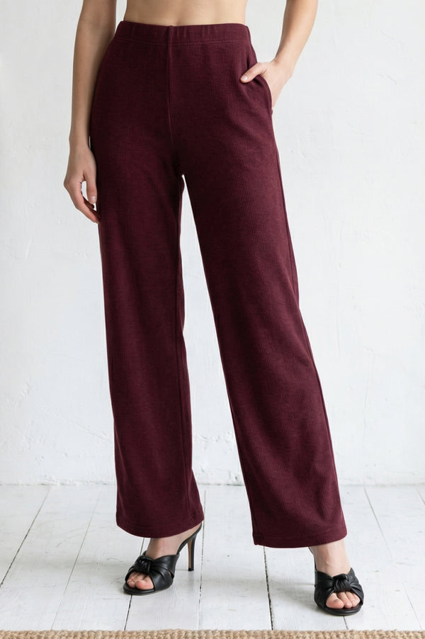 Maroon Solid Acrylic Blend Straight Fit Ankle Length Palazzo