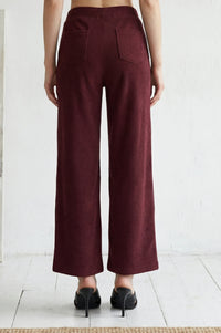 Maroon Solid Acrylic Blend Straight Fit Ankle Length Palazzo