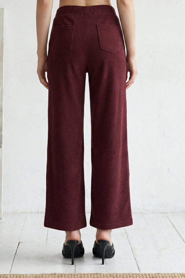 Maroon Solid Acrylic Blend Straight Fit Ankle Length Palazzo