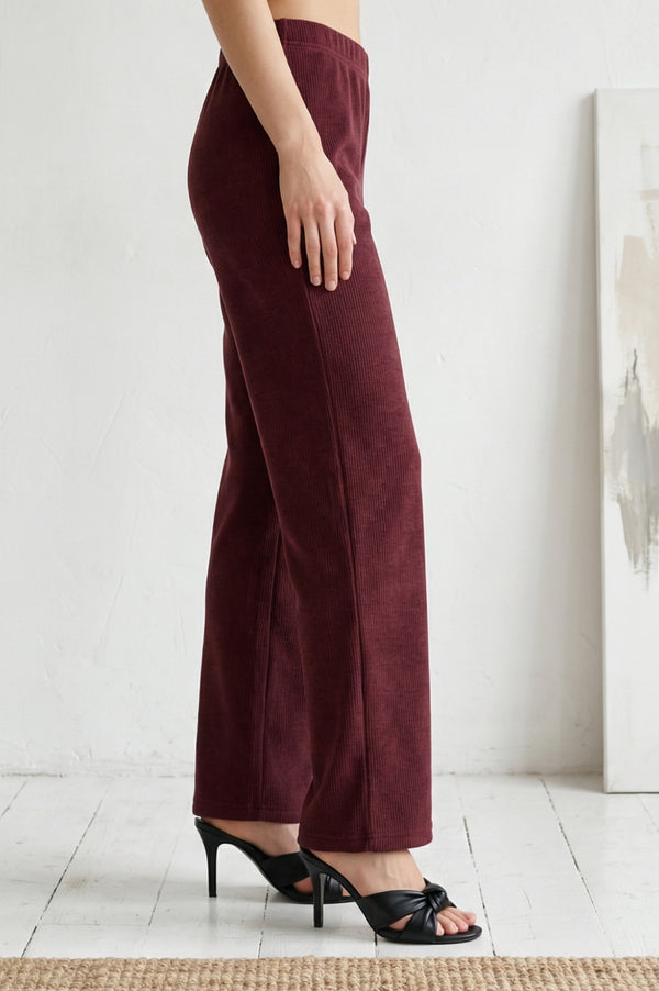 Maroon Solid Acrylic Blend Straight Fit Ankle Length Palazzo
