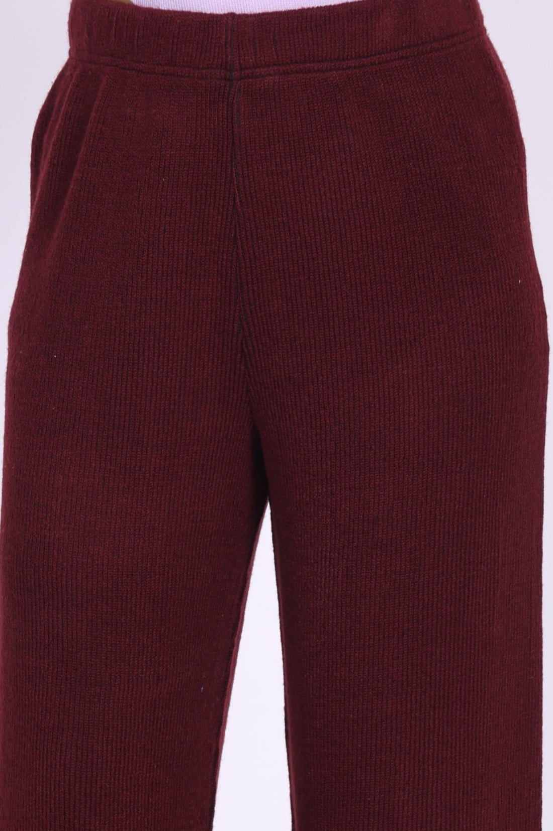 Maroon Solid Acrylic Blend Straight Fit Ankle Length Palazzo