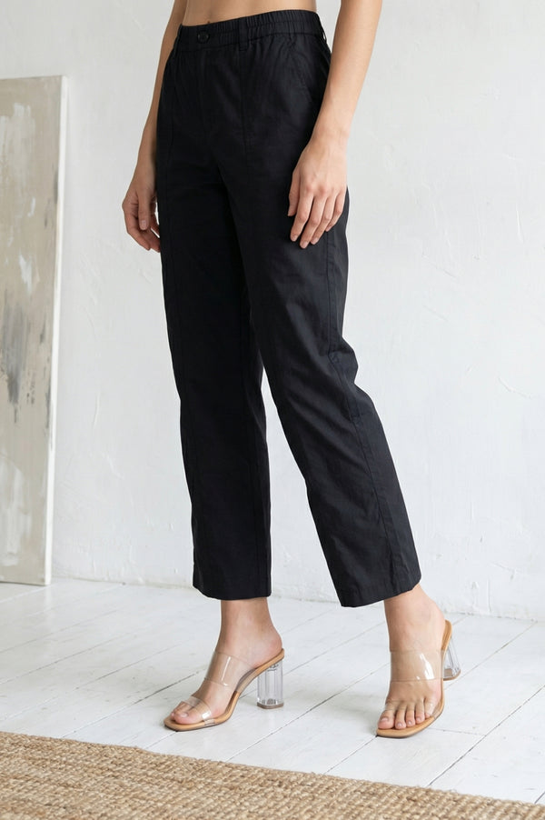 Black Solid Pure Cotton Straight Fit Pants