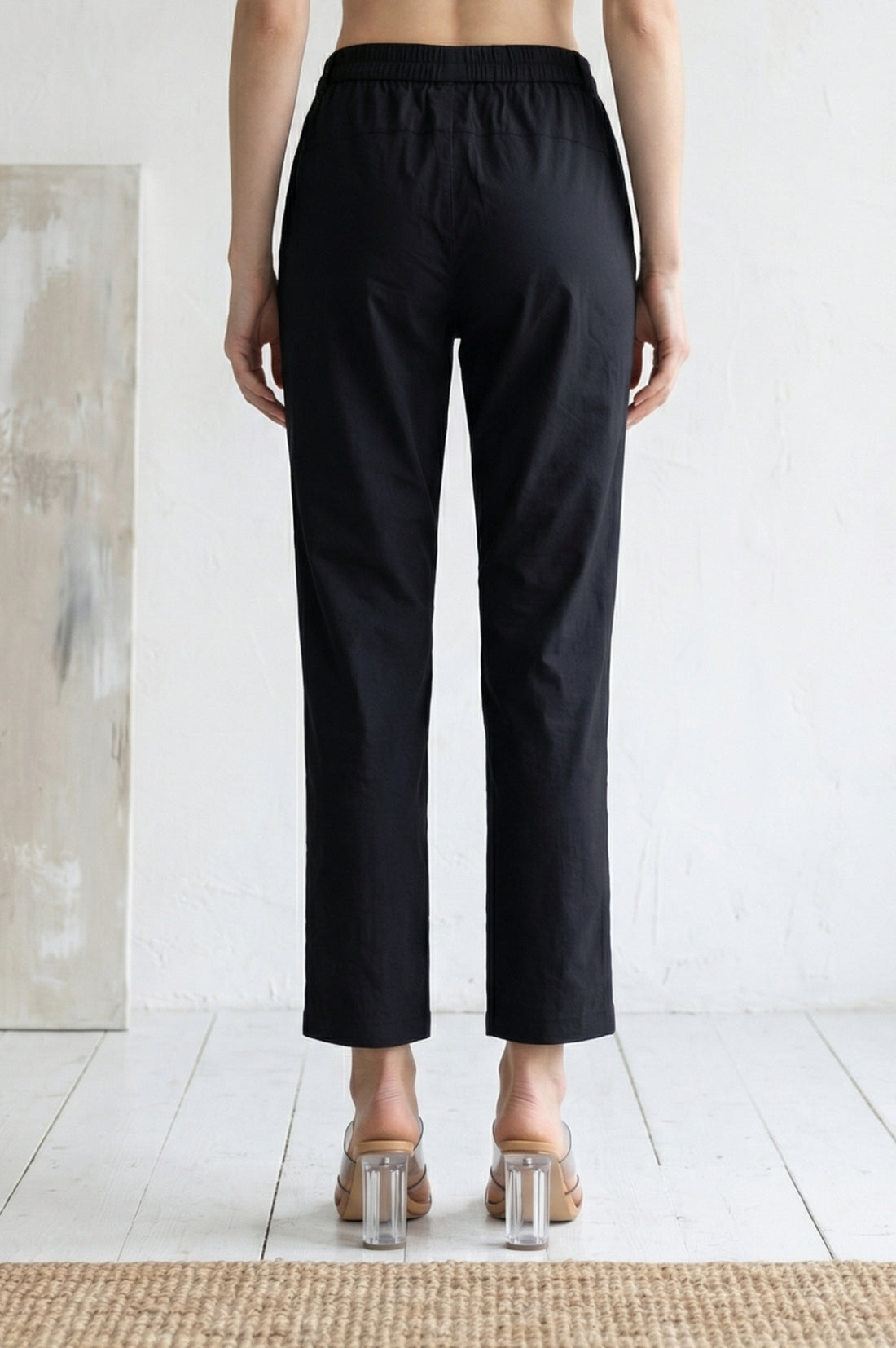 Black Solid Pure Cotton Straight Fit Pants
