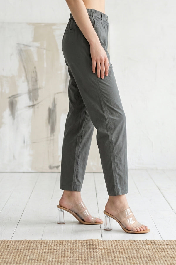 Olive Green Solid Pure Cotton Straight Fit Pants