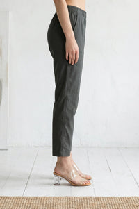 Olive Green Solid Pure Cotton Straight Fit Pants