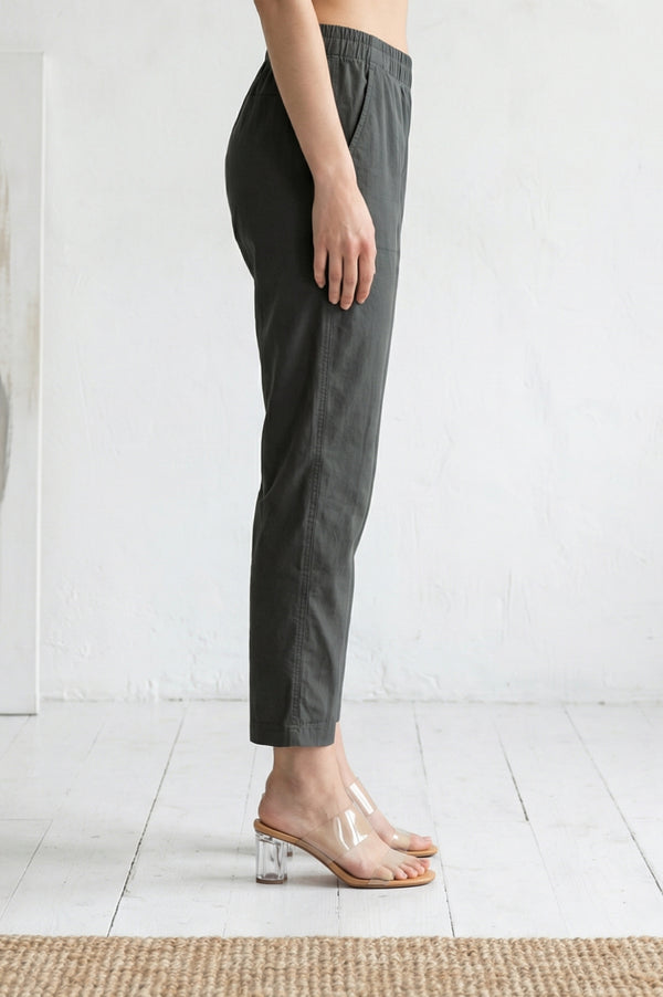 Olive Green Solid Pure Cotton Straight Fit Pants
