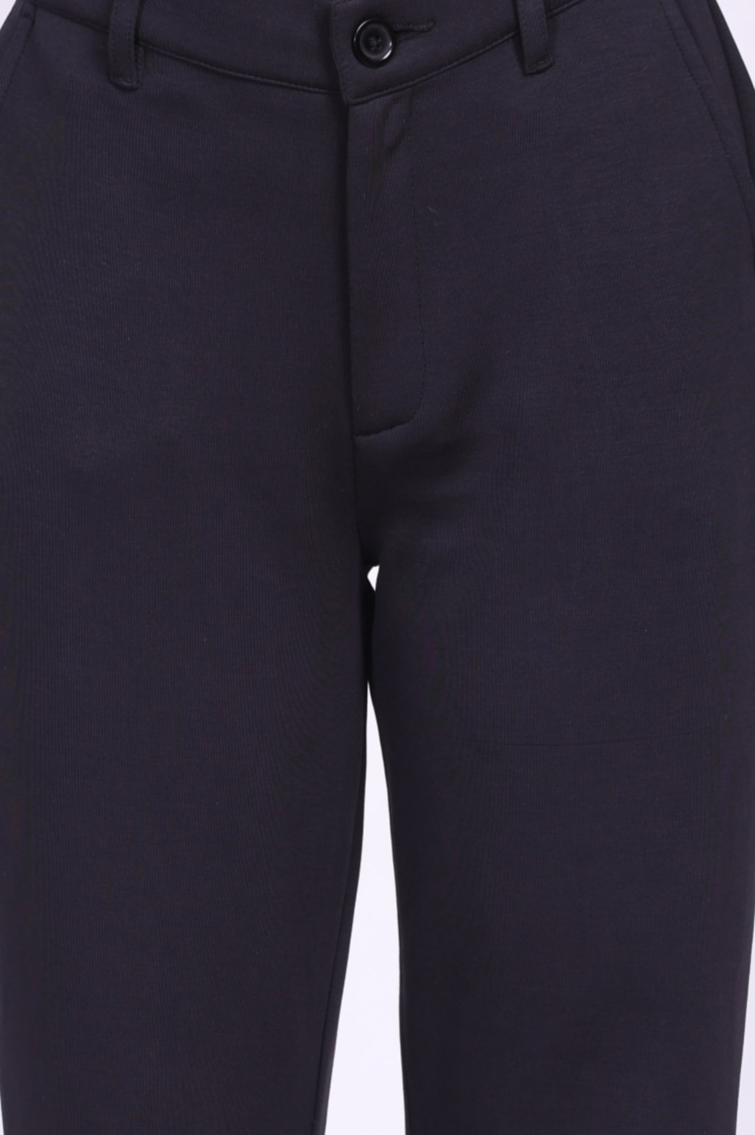 Navy Blue Solid Straight Fit Ankle Length Pants
