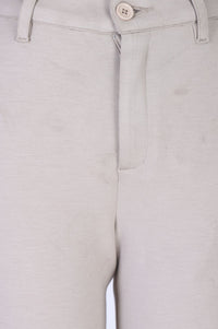 Beige Solid Modal Slim Fit Floor Length Mid Rise Pants