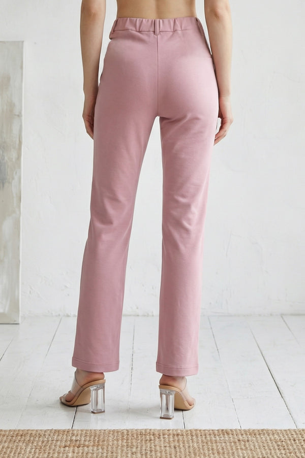Pink Solid Straight Fit Ankle Length Pants