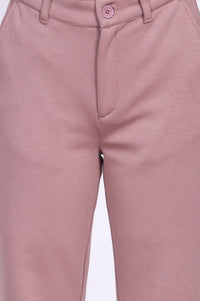 Pink Solid Straight Fit Ankle Length Pants