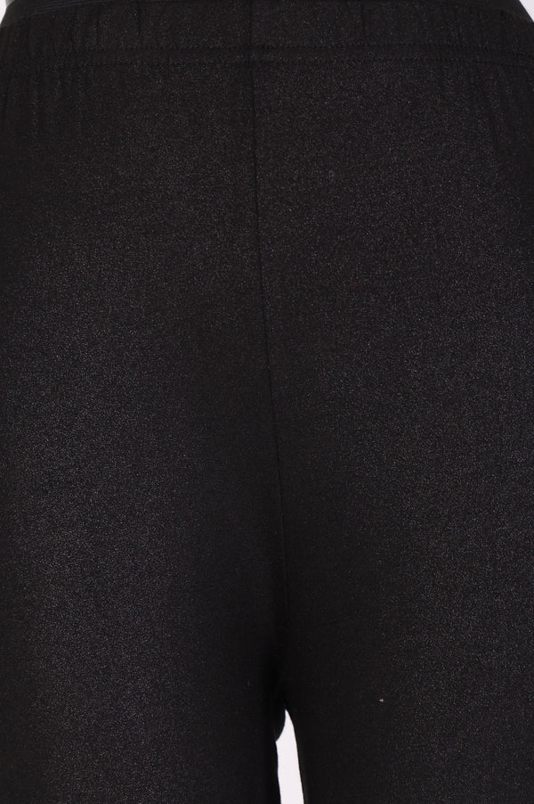 Elleven Women's Black Solid Cotton Lyrca Skinny Fit Ankle Length Leggings