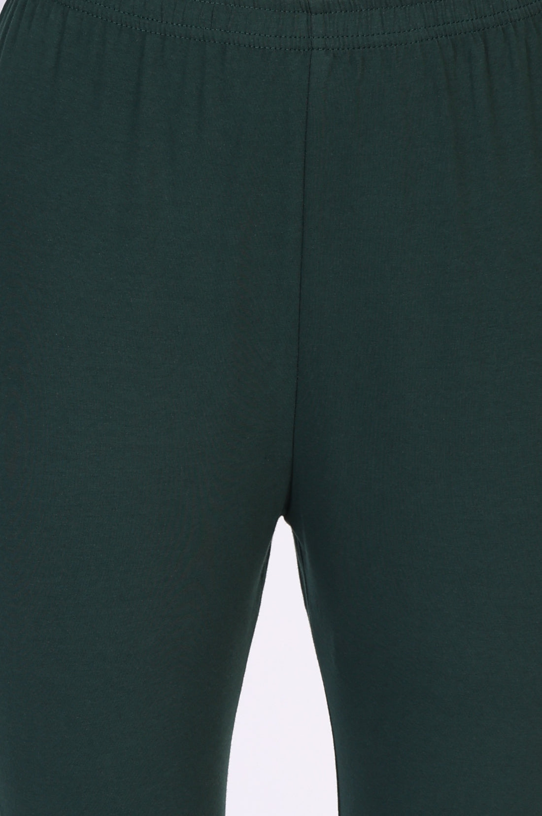 Green Solid Skinny Fit Cotton Tights