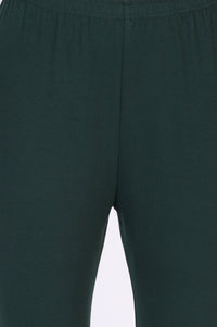 Green Solid Skinny Fit Cotton Tights