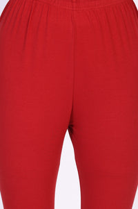 Red Solid Cotton Tight