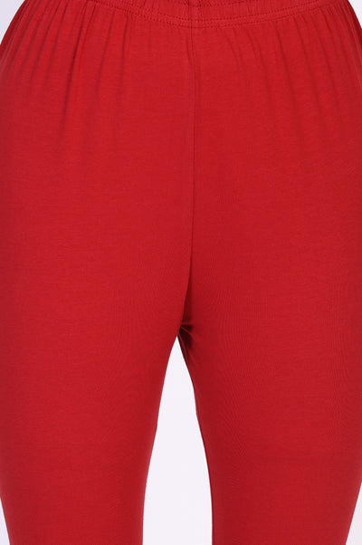 Red Solid Cotton Tight